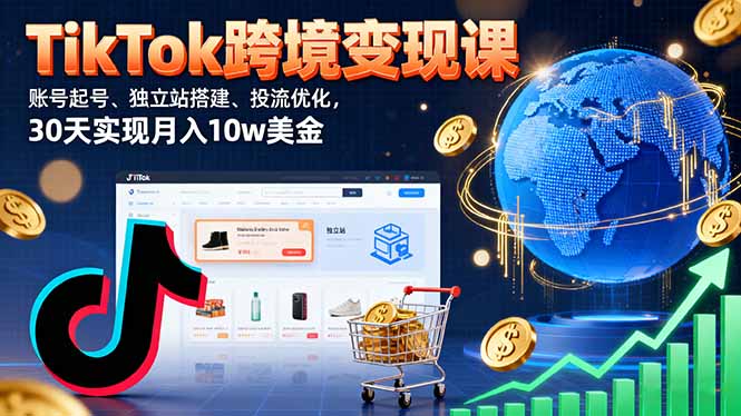 TikTok跨境变现课:账号起号、独立站搭建、投流优化,30天实现月入10w美金-缔富岛