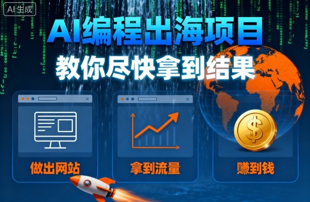 AI编程出海项目,教你尽快拿到结果-做出网站、拿到流量、賺到钱-缔富岛
