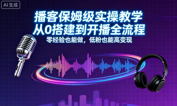播客保姆级实操教学,从0搭建到开播全流程,零经验也能做,低粉也能高变现-缔富岛