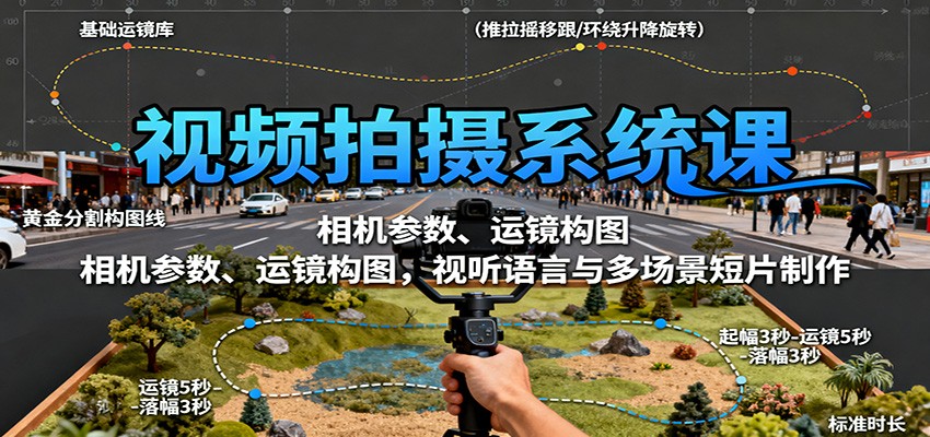 视频拍摄系统课:相机参数、运镜构图,视听语言与多场景短片制作-缔富岛