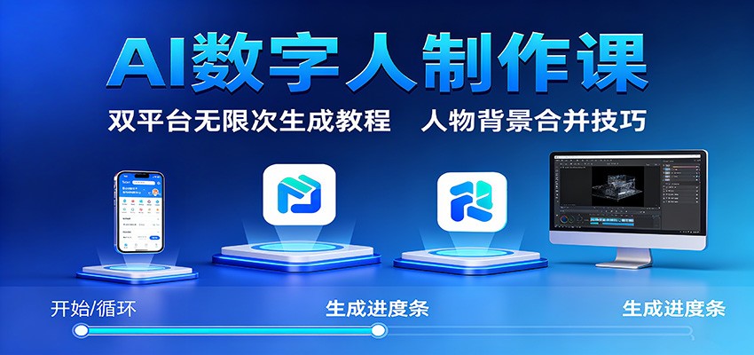 AI数字人制作课:双平台无限次生成教程,人物背景合并技巧-缔富岛