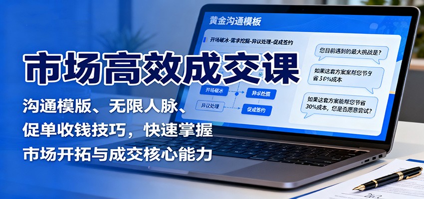 市场高效成交课:沟通模版、无限人脉、促单收钱技巧,快速掌握市场开拓与成交核心能力-缔富岛