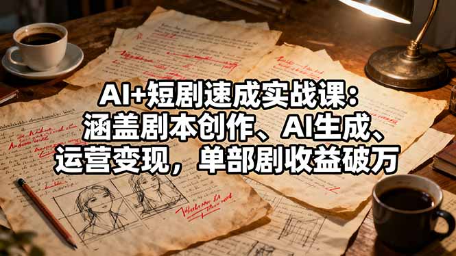 AI+短剧速成实战课:涵盖剧本创作、AI生成、运营变现,单部剧收益破万-缔富岛