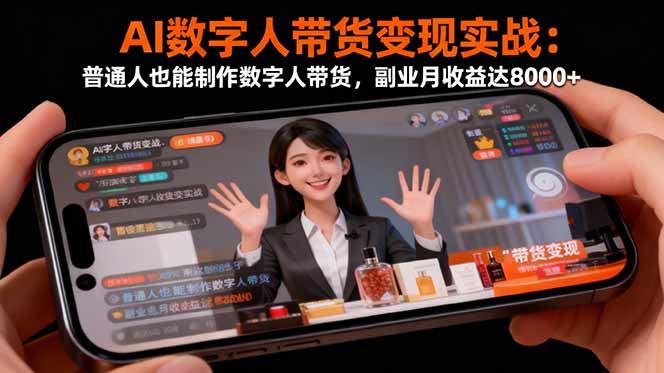AI数字人带货变现实战：普通人也能制作数字人带货，副业月收益达8000+-缔富岛