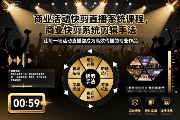 商业活动快剪直播系统课程,商业快剪系统剪辑手法-缔富岛