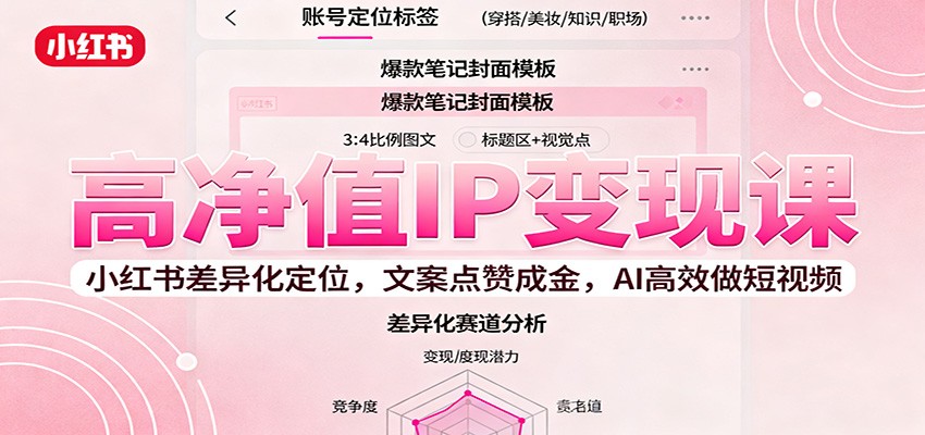 高净值IP变现课：小红书差异化定位，文案点赞成金， AI高效做短视频-缔富岛